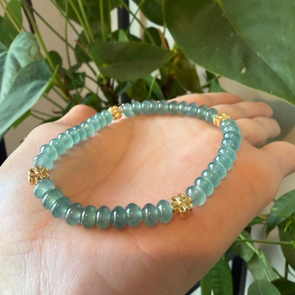 NEW Natural Grade A Guatemalan Jadeite Bracelet – Icy Glacier Blue